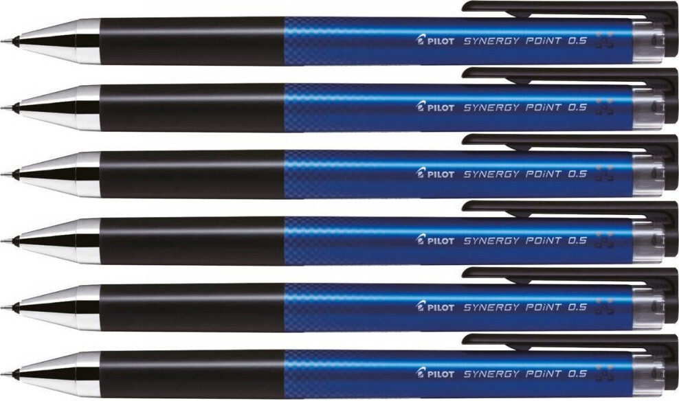6x Długopis żelowy Pilot, Synergy Point, 0.5mm, niebieski