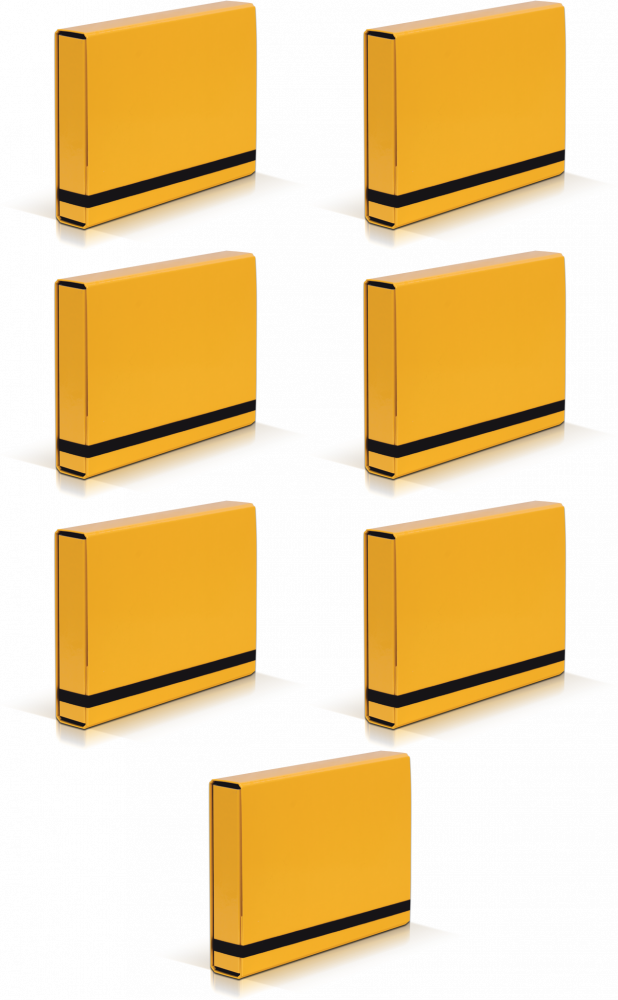7x Teczka kartonowa z gumką VauPe Box Caribic, A4, 50mm, żółty