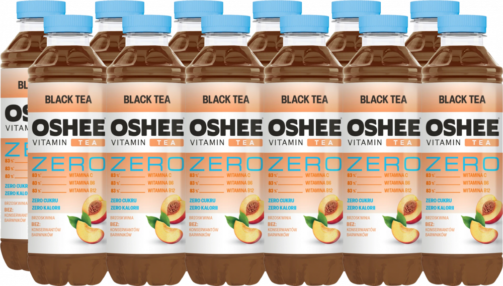 12x Napój niegazowany Oshee Zero Vitamin Tea, herbaciany, brzoskwiniowy, 0.555l