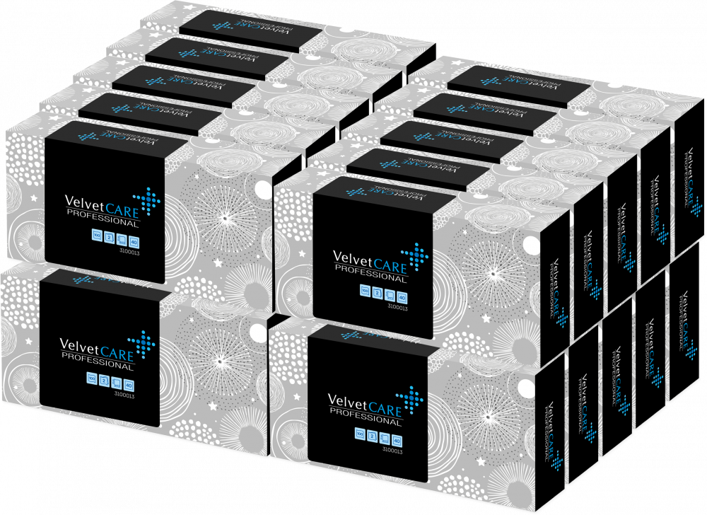 20x Chusteczki higieniczne VelvetCARE Professional, w kartoniku, 100 sztuk