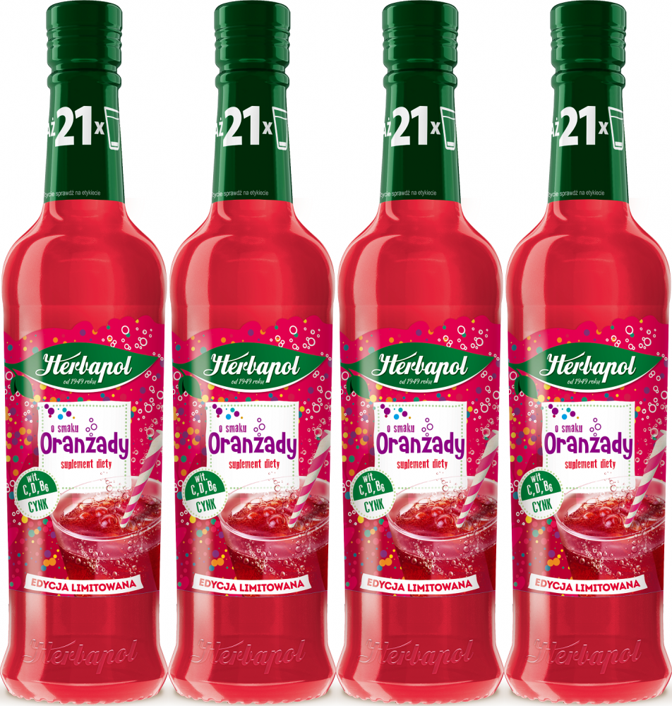 4x Syrop Herbapol Sezonowe Smaki, oranżada, 420ml