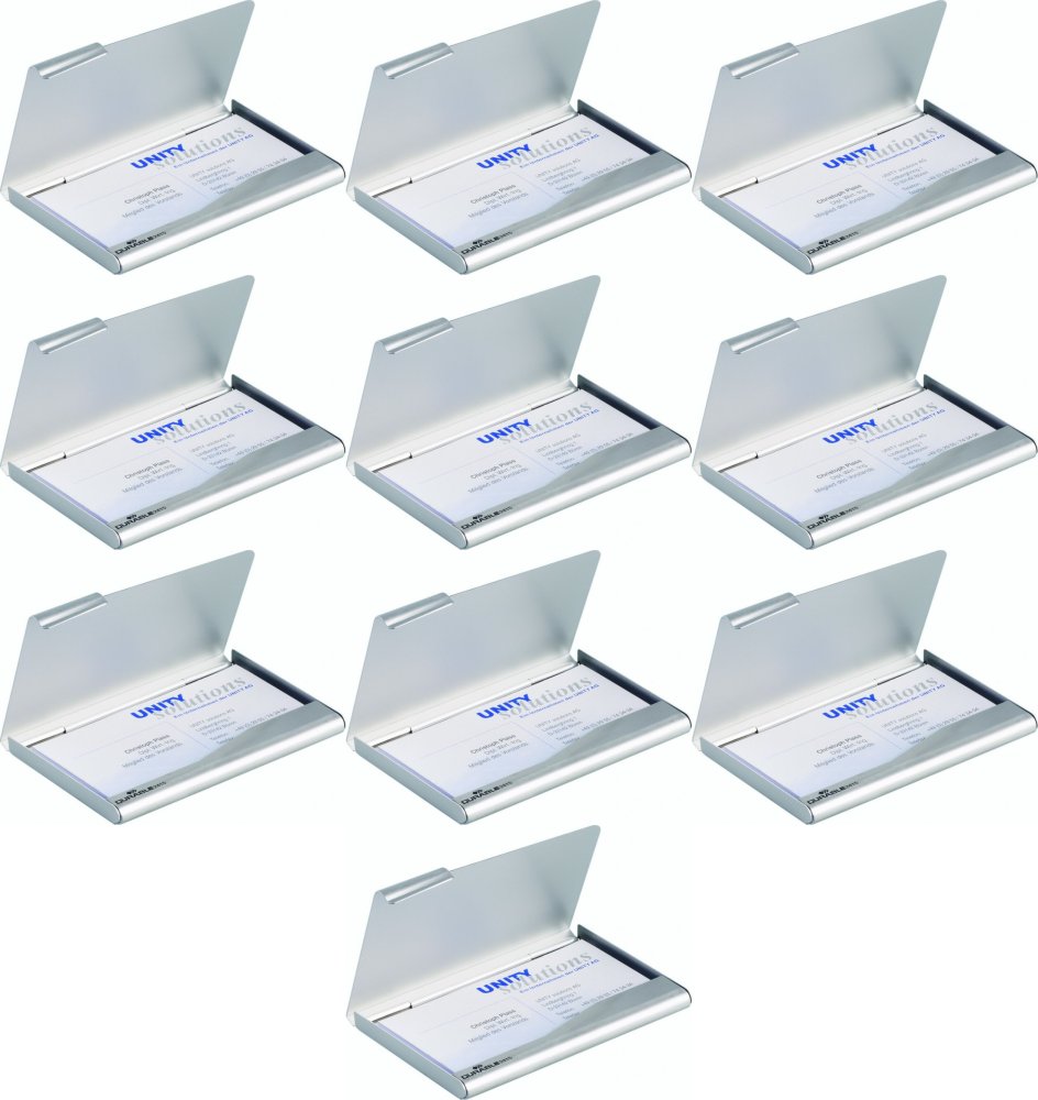 10x Wizytownik kieszonkowy Durable Business Card Box, na 20 wizytówek, srebrny