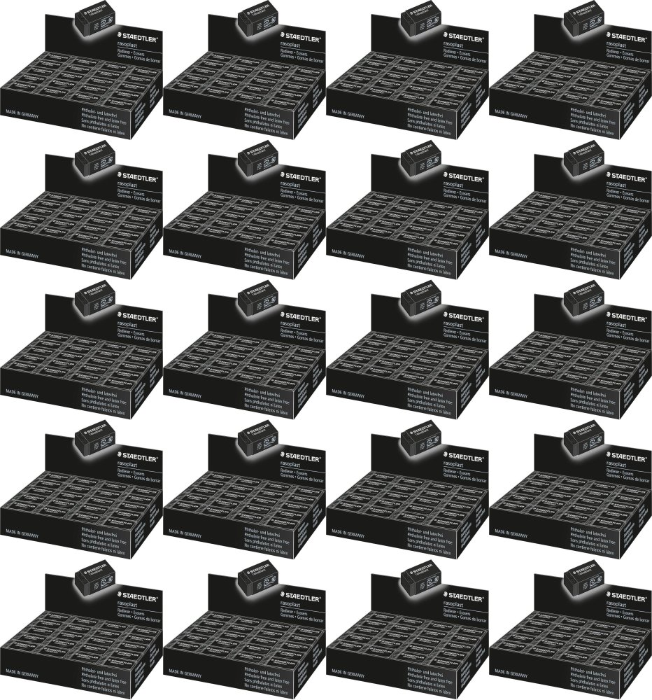 20x Gumka do ścierania Staedtler, Rasoplast, 65x23x13mm, czarny