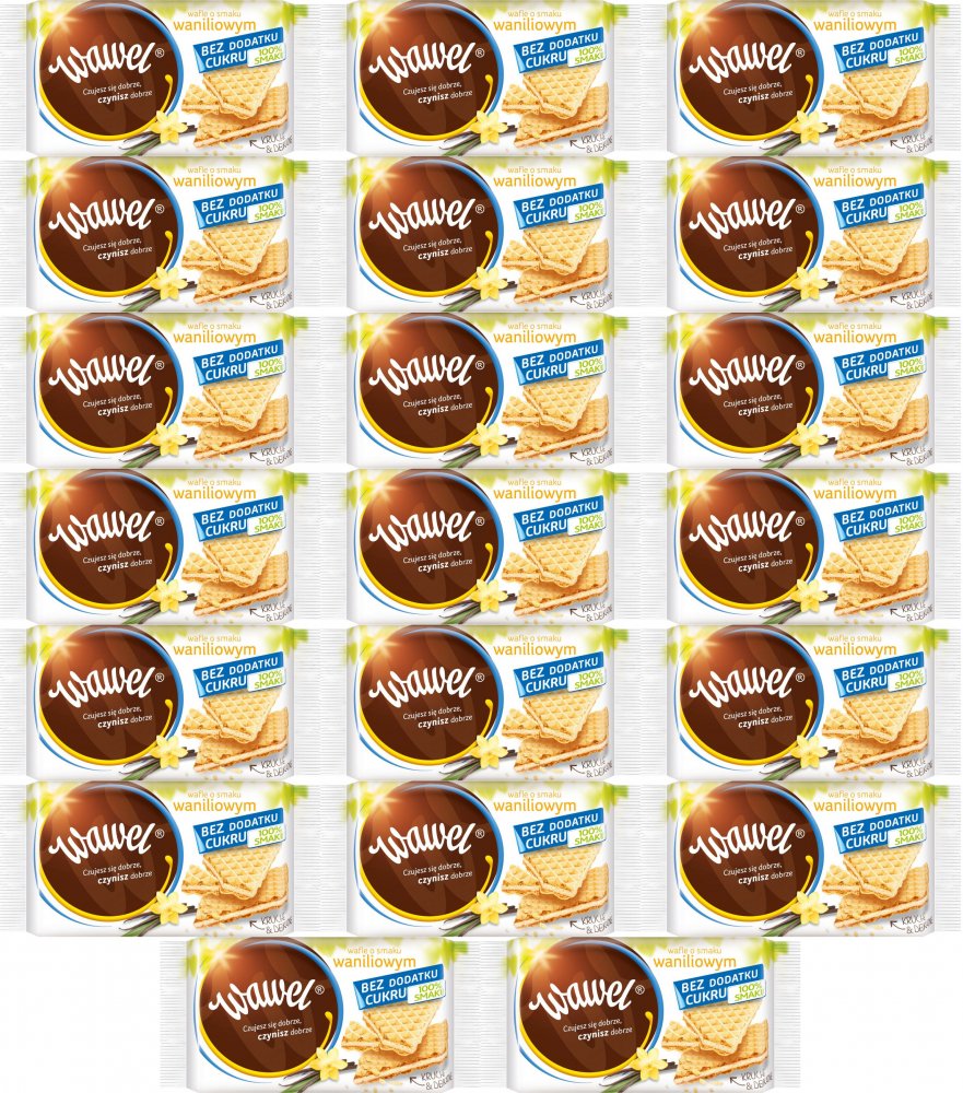 20x Wafle Wawel bez dodatku cukru, waniliowy, 110g