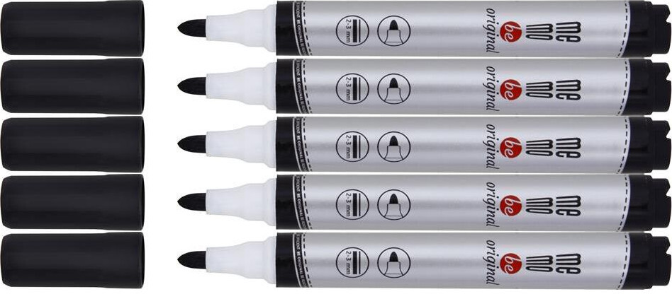 5x Marker suchościeralny MemoBe, okrągła, 2-3mm, czarny