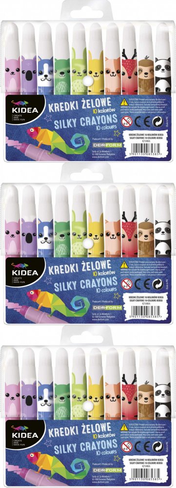 3x Kredki żelowe Kidea, 10 sztuk, mix kolorów