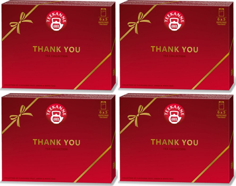 4x Zestaw herbat w kopertach Teekanne Thank You Collection, 6 smaków, 30 sztuk