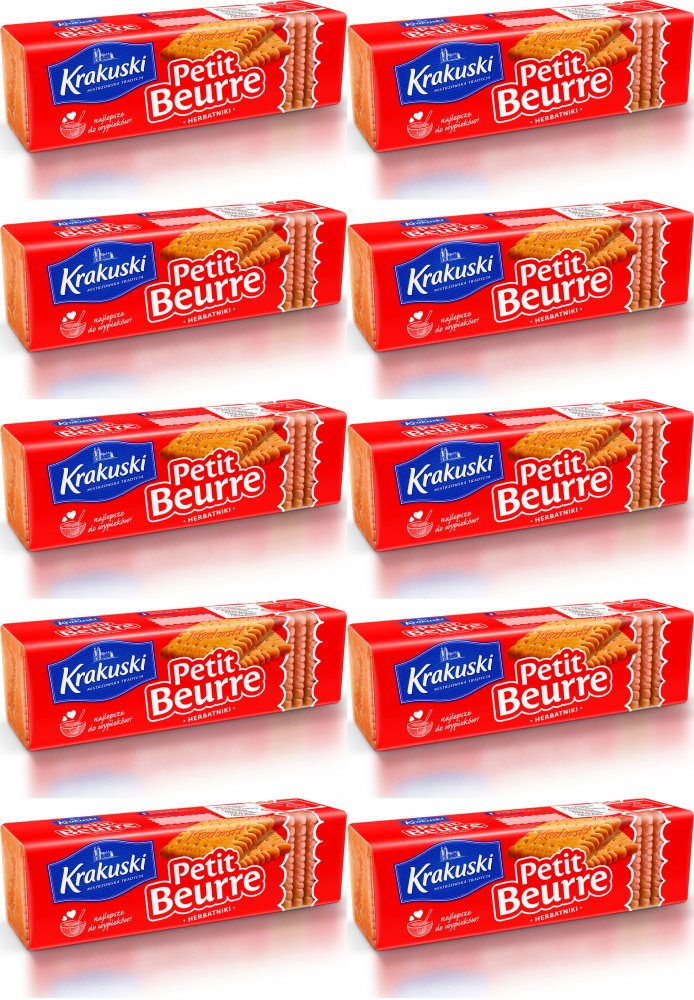 10x Herbatniki Krakuski Petit Beurre, kruche, maślany, 220g