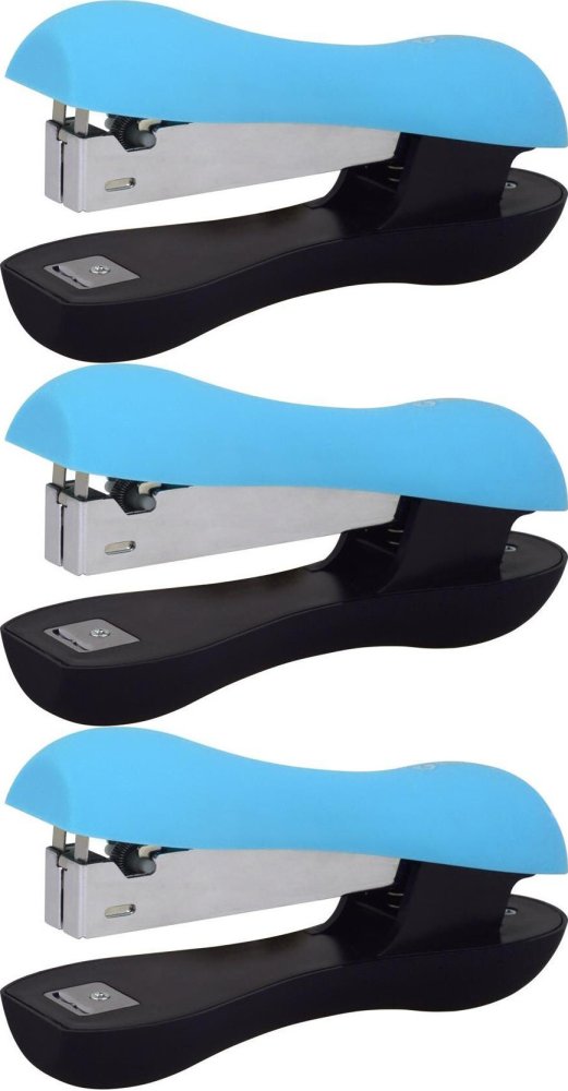 3x Zszywacz biurowy MemoBe Soft Touch, do 16 kartek, niebiesko-czarny