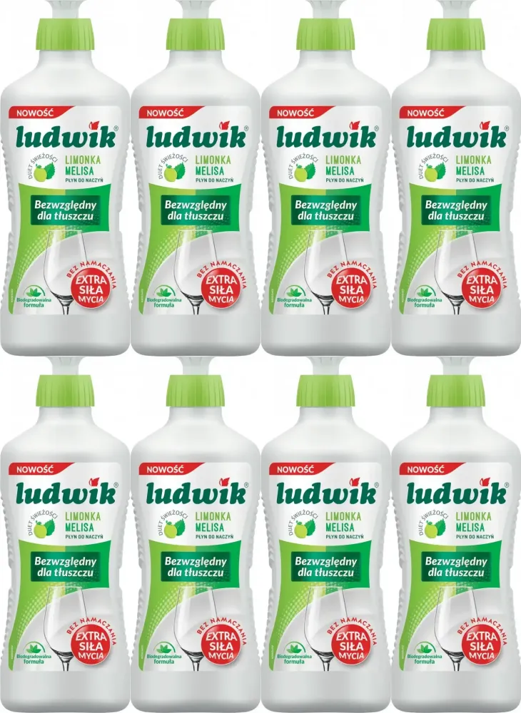 8x Płyn do mycia naczyń Ludwik, limonka z melisą, 900g