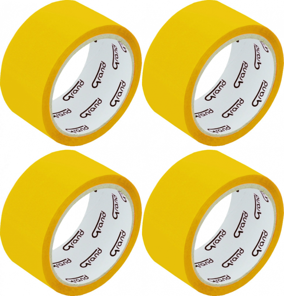 4x taśma pakowa, Grand, 48mmx50yd, żółty