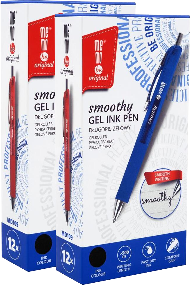 24x Długopis żelowy MemoBe Smoothy, 0.5mm, czarny