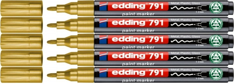 5x Marker olejowy edding e-791 PCR, okrągła, 1-2 mm, złoty