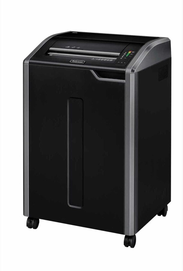 Niiszczarka Fellowes 485i, pasek 5.8mm, 40 kartek, P-2/T-2/O-2 DIN, czarno-szary