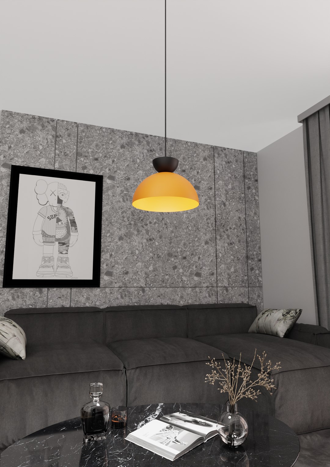 Emibig Lunaro lampa wisząca 1x12 W czarna-żółta 1474/1S