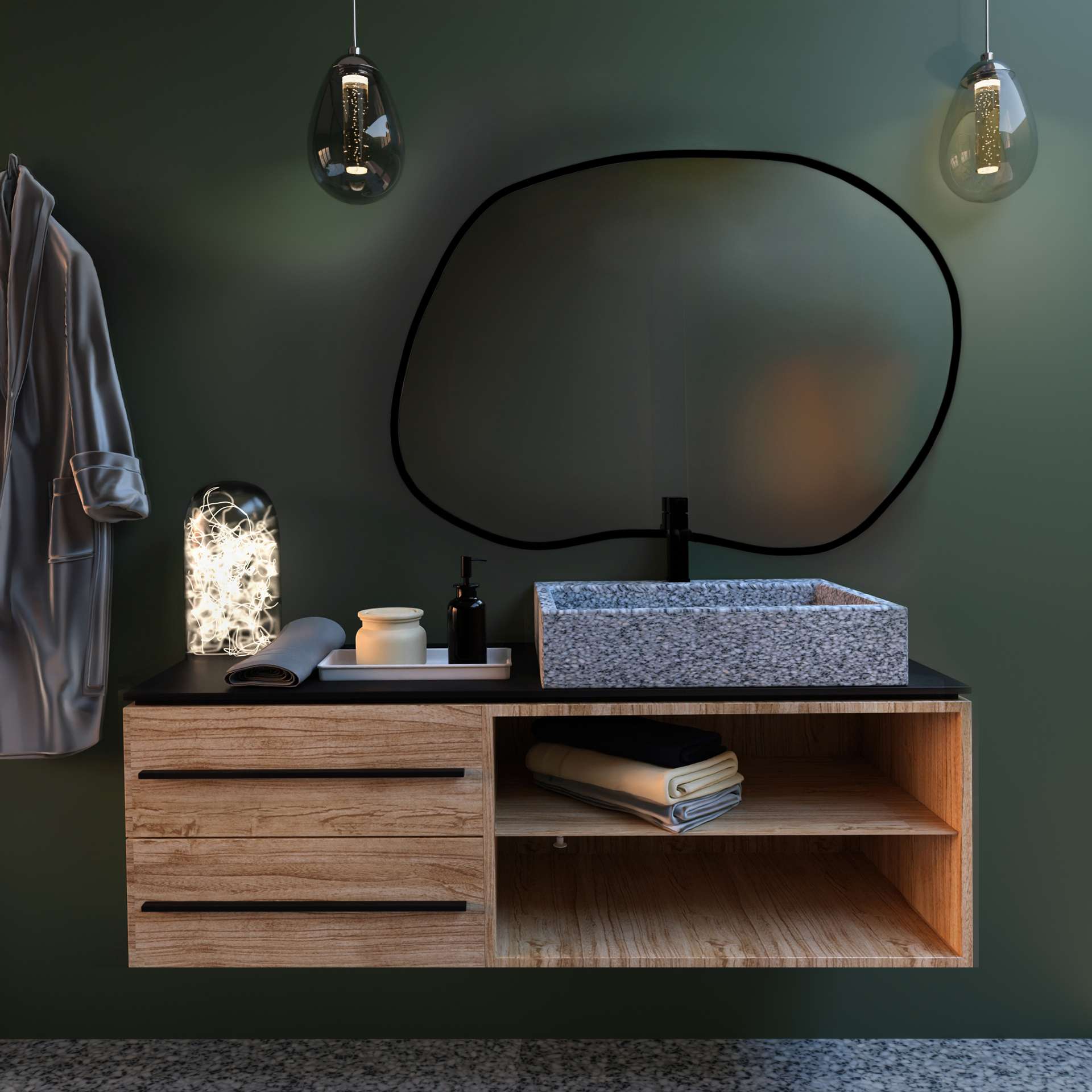 Smartwoods Tiny Borderbright Stain II lustro 60x43 cm z oświetleniem LED czarne barwa światła neutralna