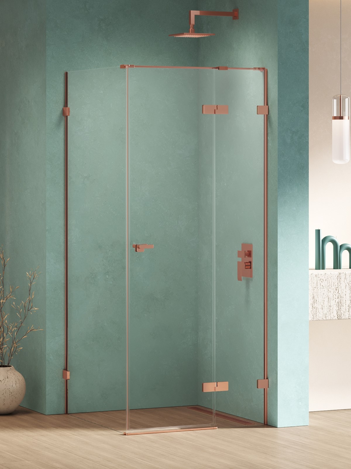 New Trendy Eventa Copper Shine kabina prysznicowa 110x100 cm prostokątna prawa miedź połysk/szkło przezroczyste EXK-6421