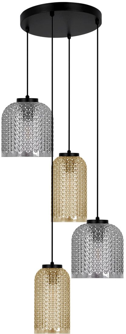 Kaja Capri lampa wisząca 4x15 W czarna-bursztynowa-grafitowa K-5627