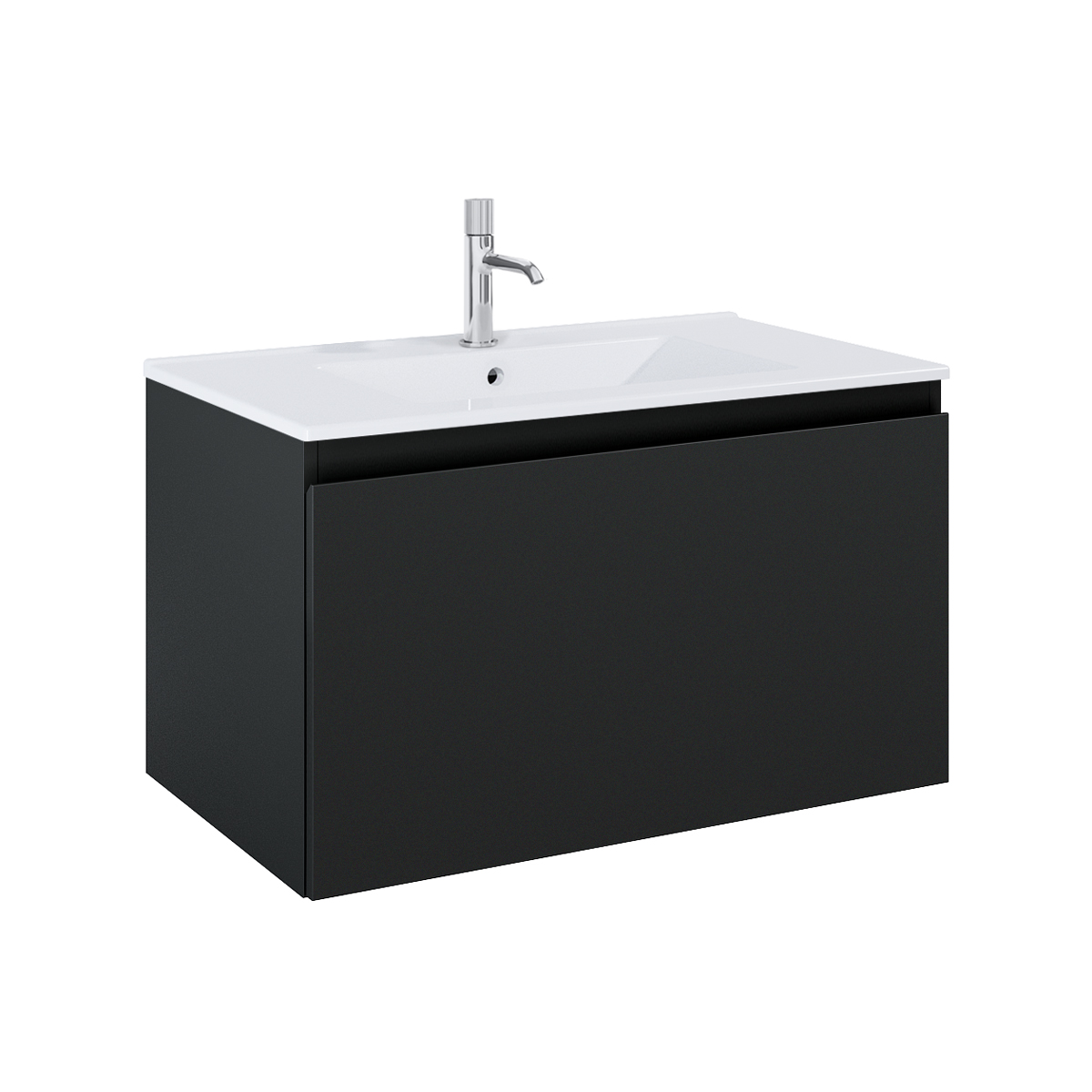 Oltens Vernal umywalka z szafką 80 cm biały/czarny mat 68014300 - Wysyłka w 24h