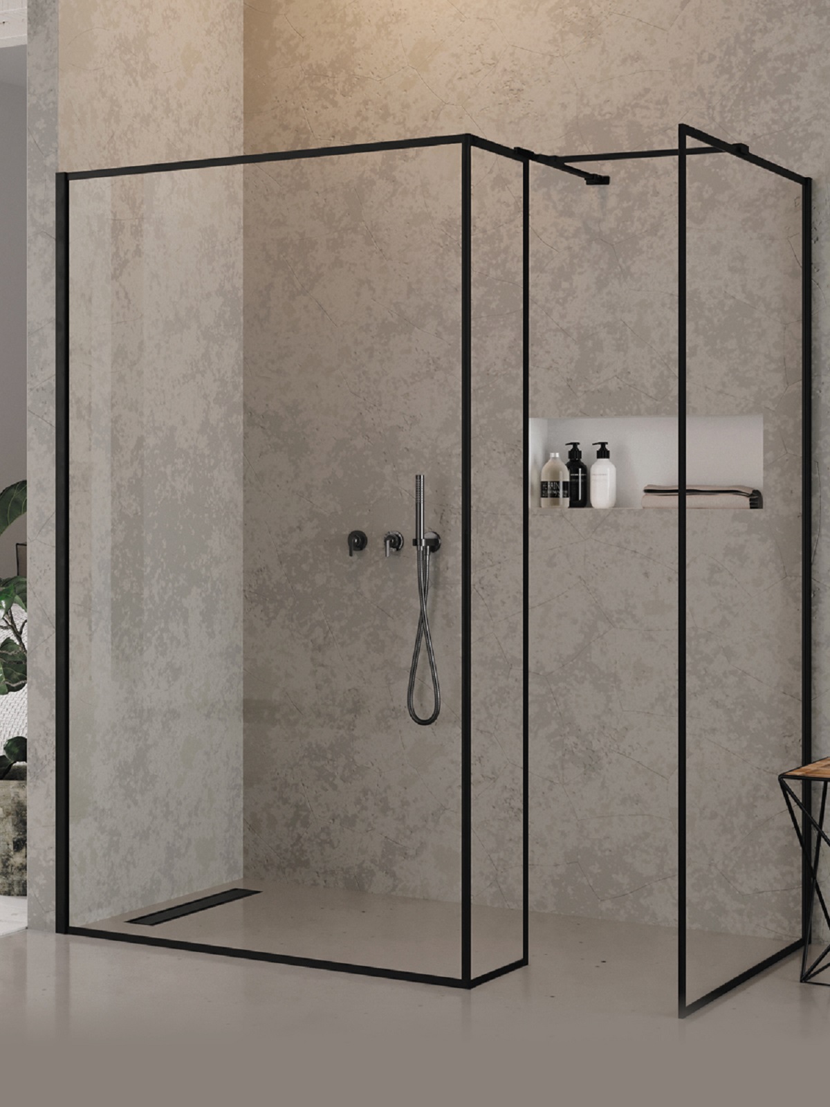 New Trendy New Modus Black ścianka prysznicowa walk-in 90 cm czarny mat/szkło przezroczyste EXK-5620