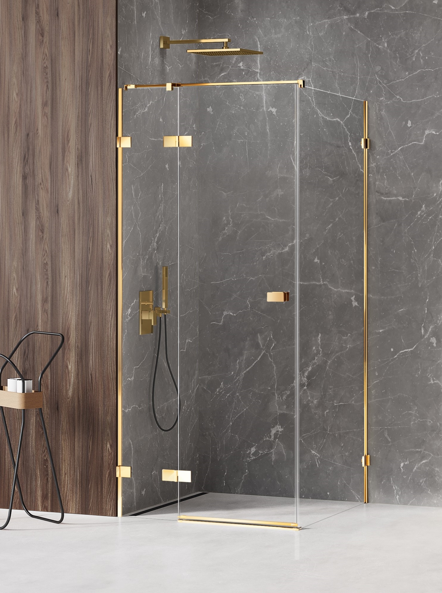 New Trendy Avexa Gold Shine kabina prysznicowa 90x80 cm prostokątna lewa złoty połysk/szkło przezroczyste EXK-1658
