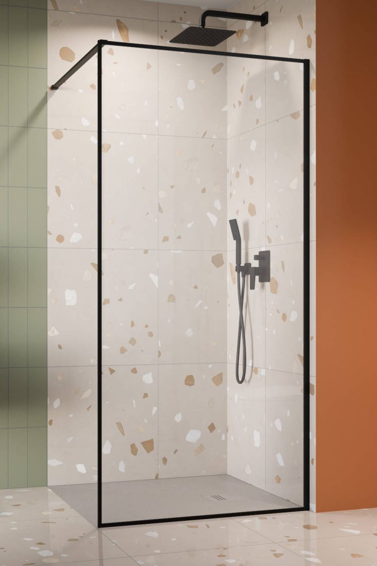 Radaway Modo F Black II ścianka prysznicowa walk-in 90 cm czarny mat/szkło przezroczyste 10409094-54-01