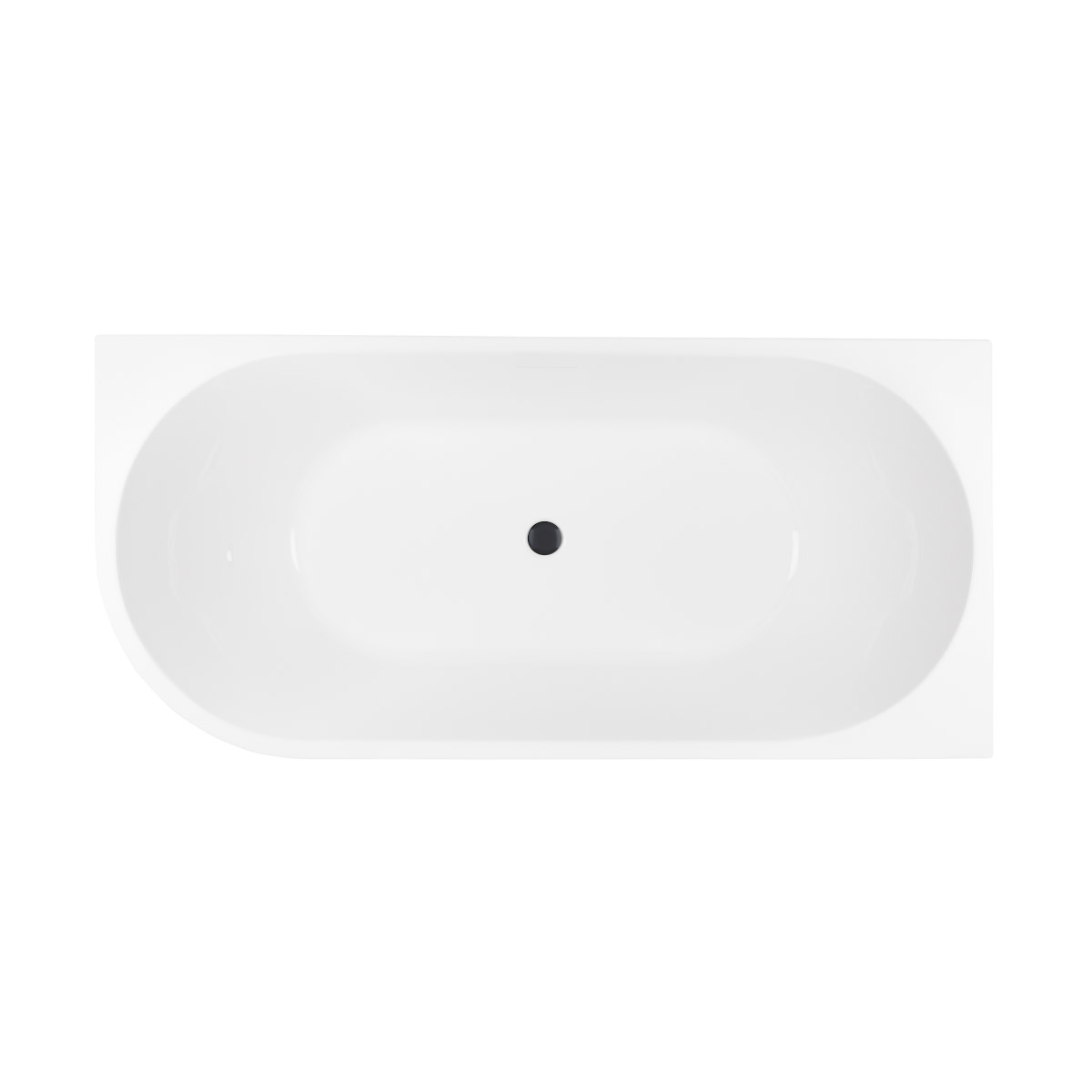 Zestaw Oltens Delva wanna wolnostojąca 150x75 cm narożna prawa z pokrywą korka biały połysk/czarny mat (11006000, 09002300) - Wysyłka w 24h