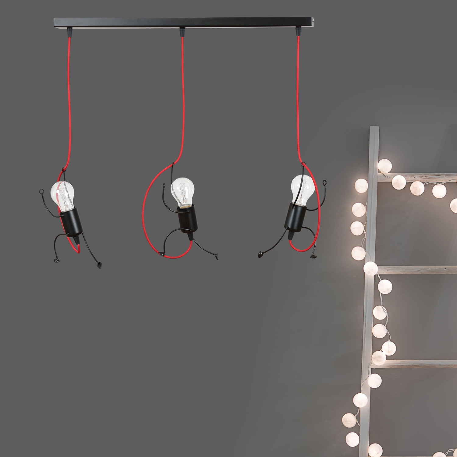 Emibig Bobi lampa wisząca 3x15 W czarna-czerwona 537/3