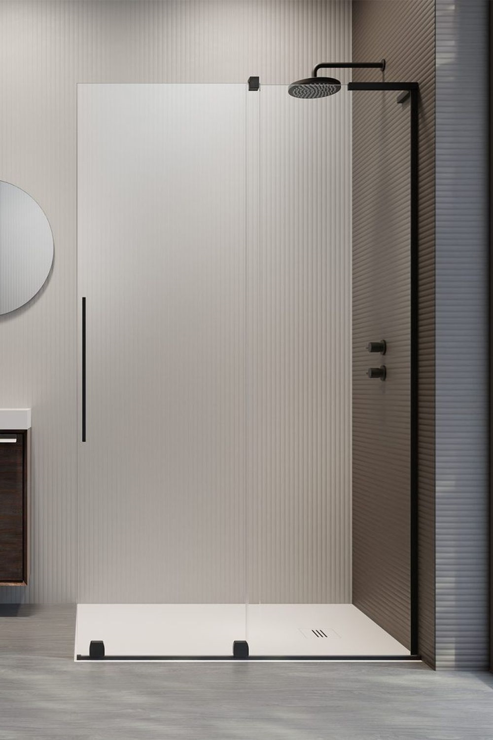 Radaway Furo SL Black Walk-In drzwi prysznicowe 100 cm prawe czarny mat/szkło przezroczyste 10306538-54-01R/10110494-01-01
