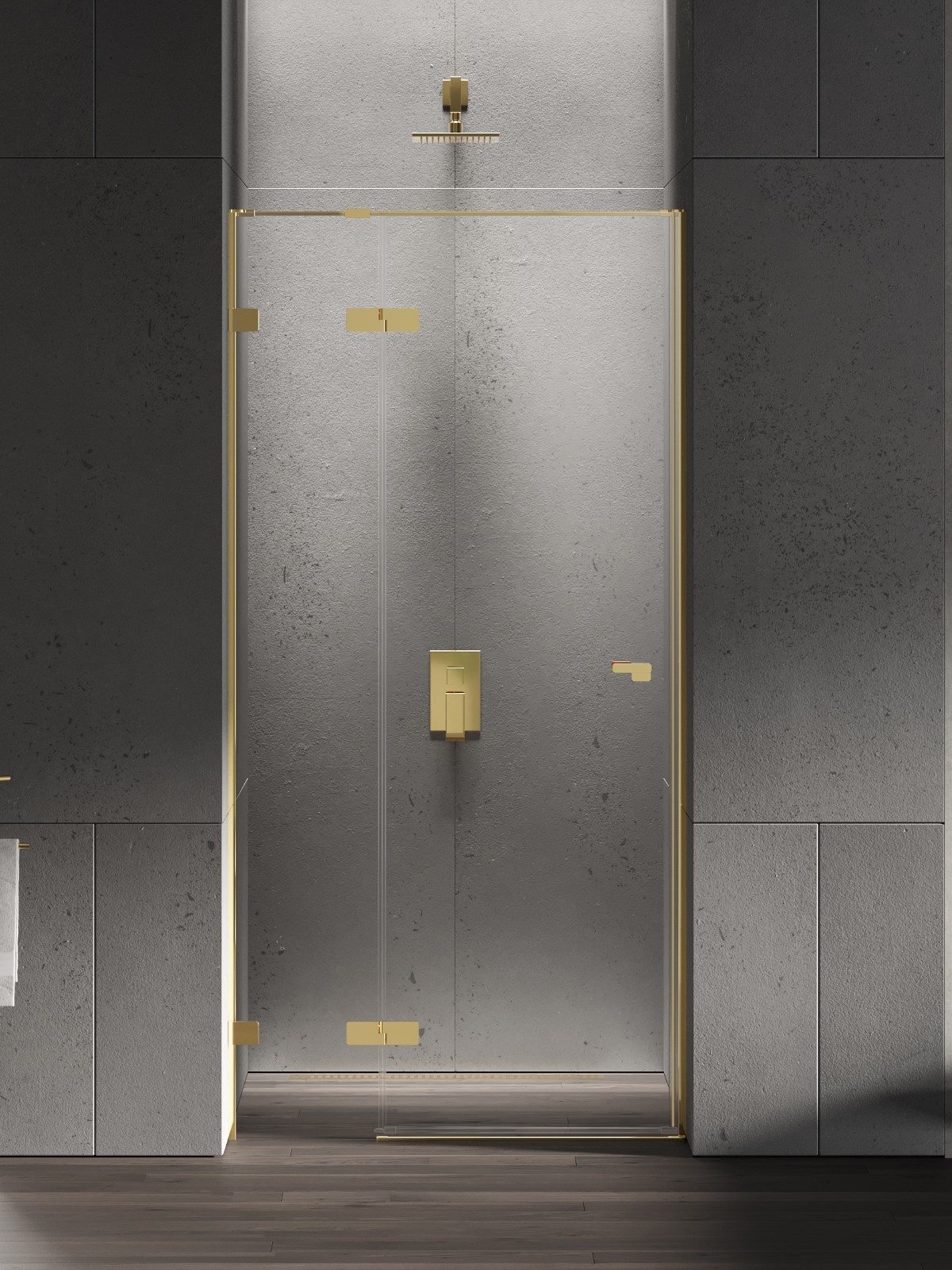 New Trendy Eventa Gold Shine drzwi prysznicowe 120 cm wnękowe lewe złoty połysk/szkło przezroczyste EXK-4679