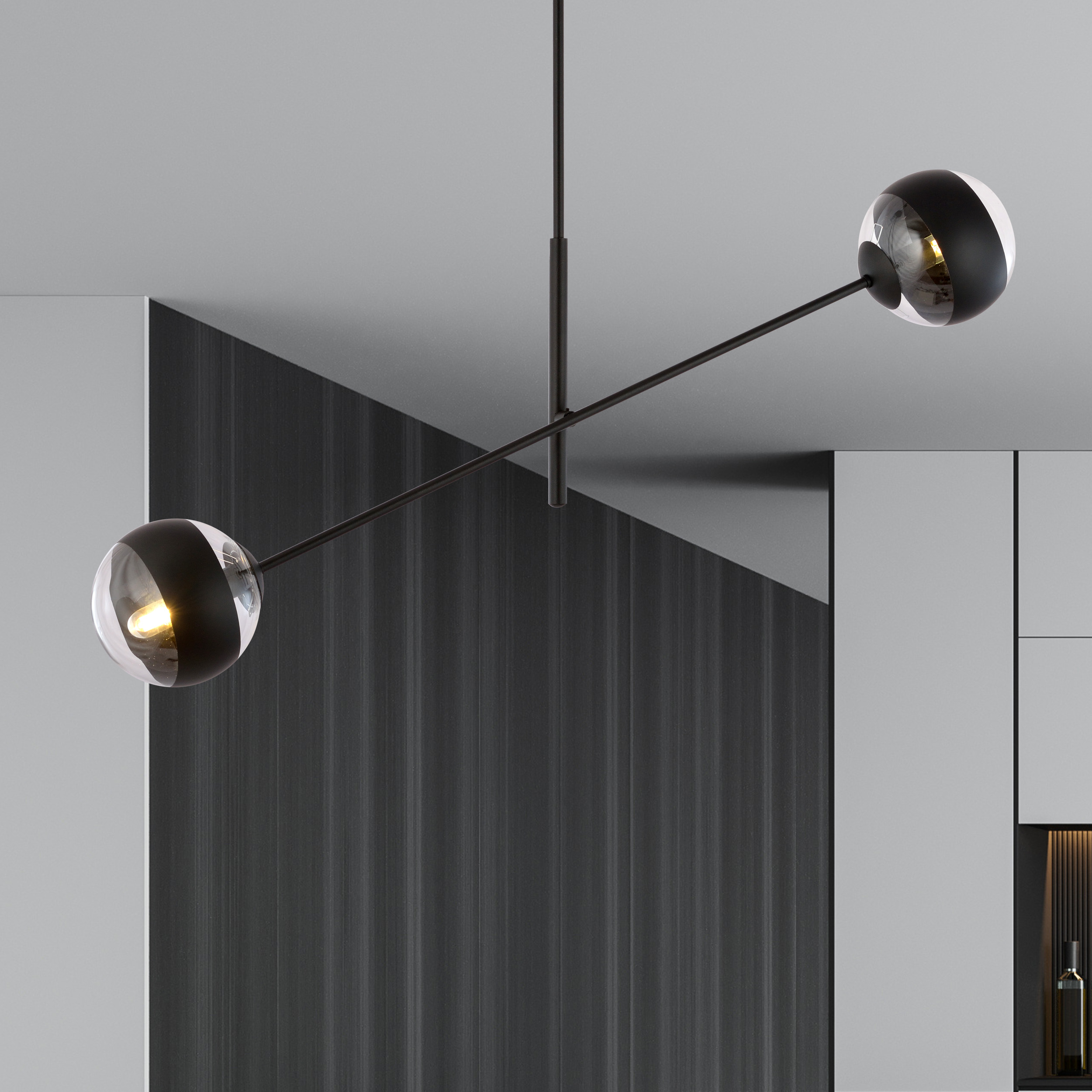 Emibig Linear lampa podsufitowa 2x10 W czarna-przezroczysta 1168/2