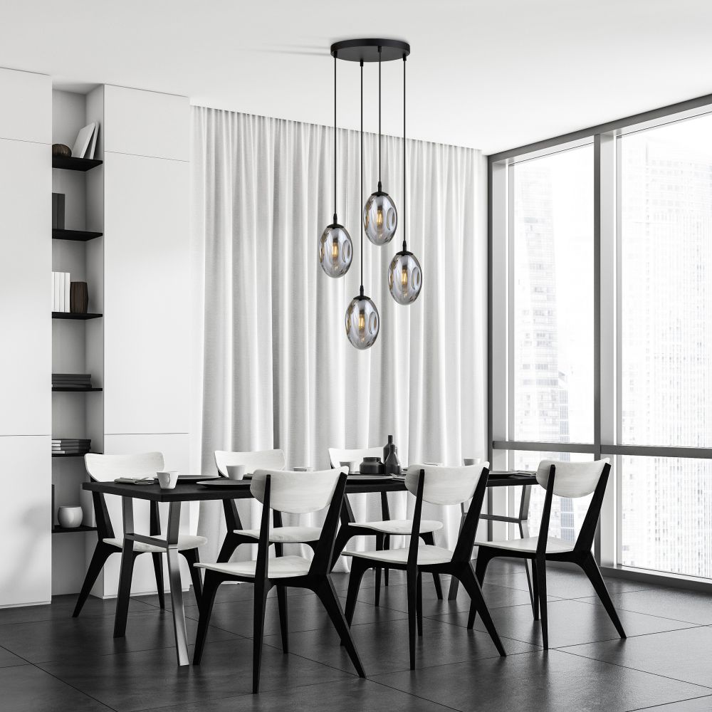 Emibig Astral lampa wisząca 4x10 W czarny/szkło grafitowe 1266/4PREM