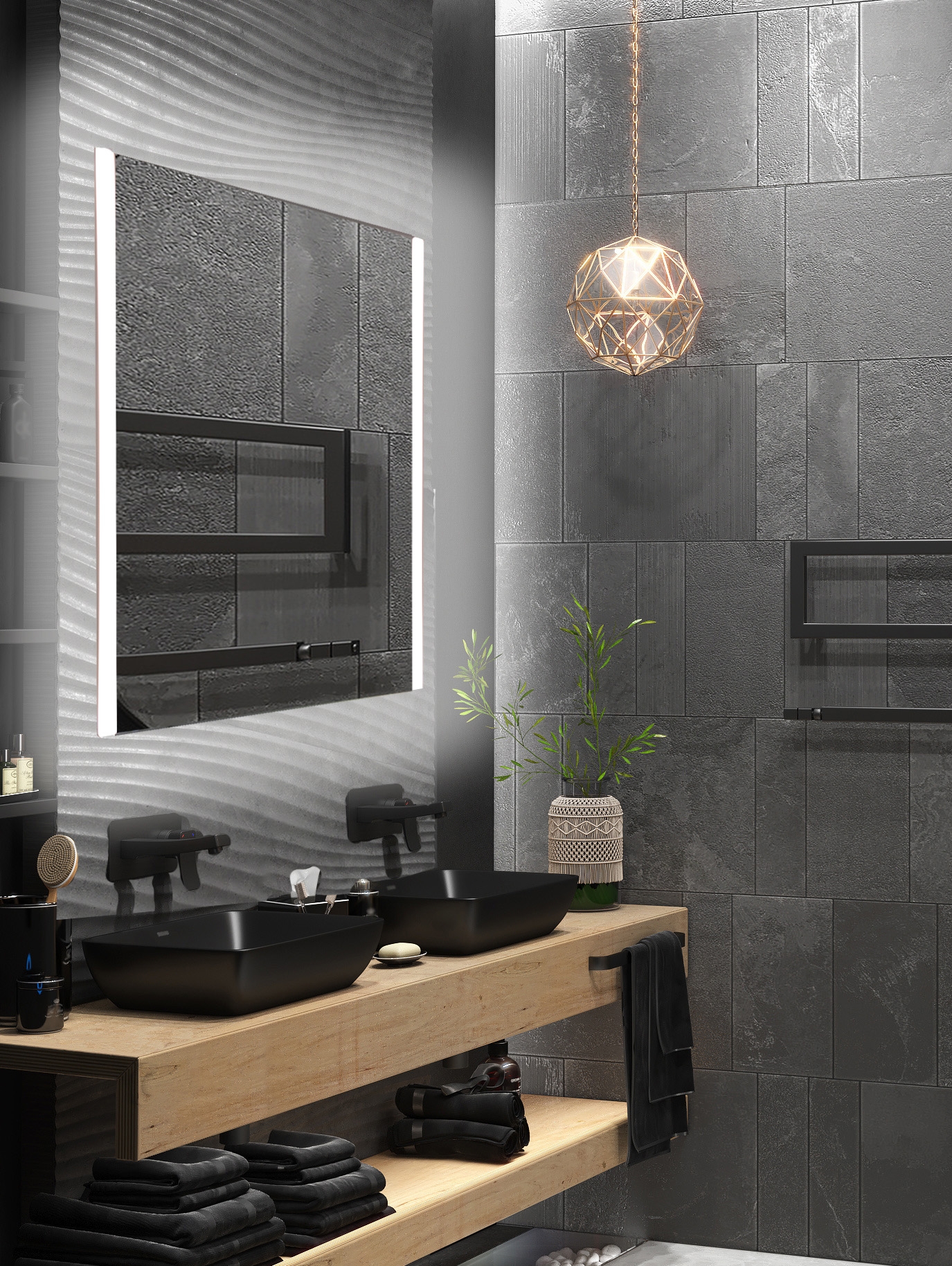 BD Art Twin lustro 90x60 cm prostokątne z oświetleniem 301210000356