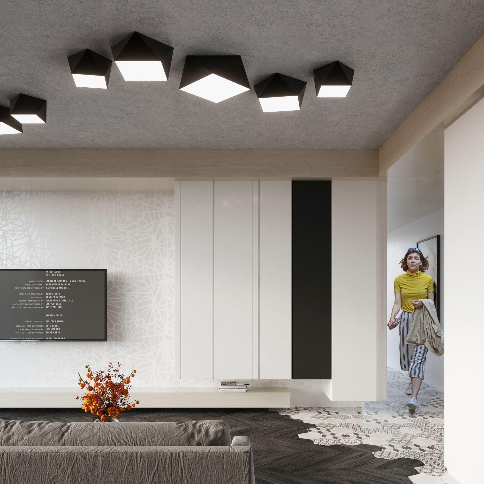 Sollux Lighting Hexa lampa podsufitowa 1x60W czarna SL.0687