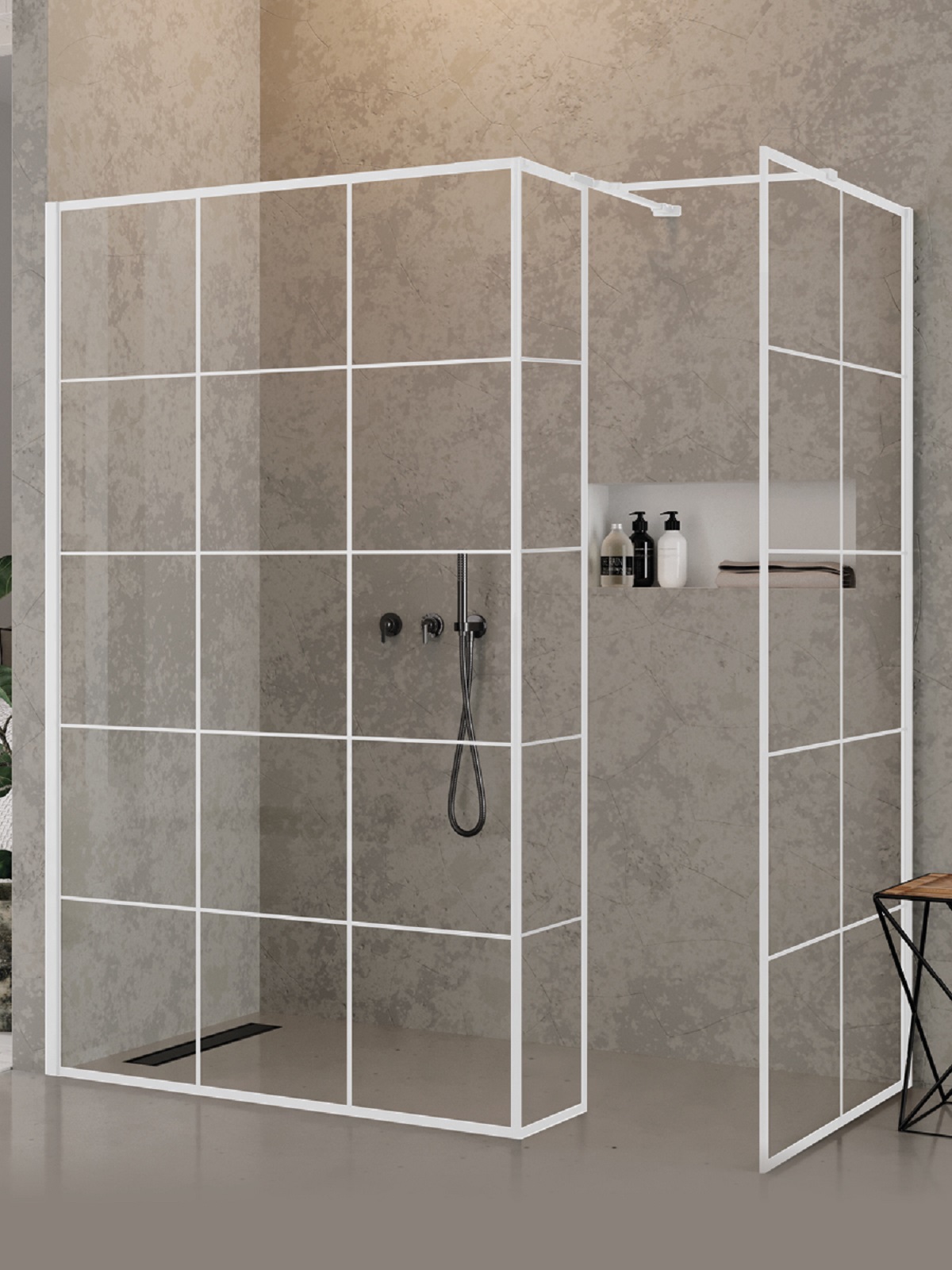 New Trendy New Modus White ścianka prysznicowa walk-in 90 cm biały mat/szkło ze wzorem EXK-2281