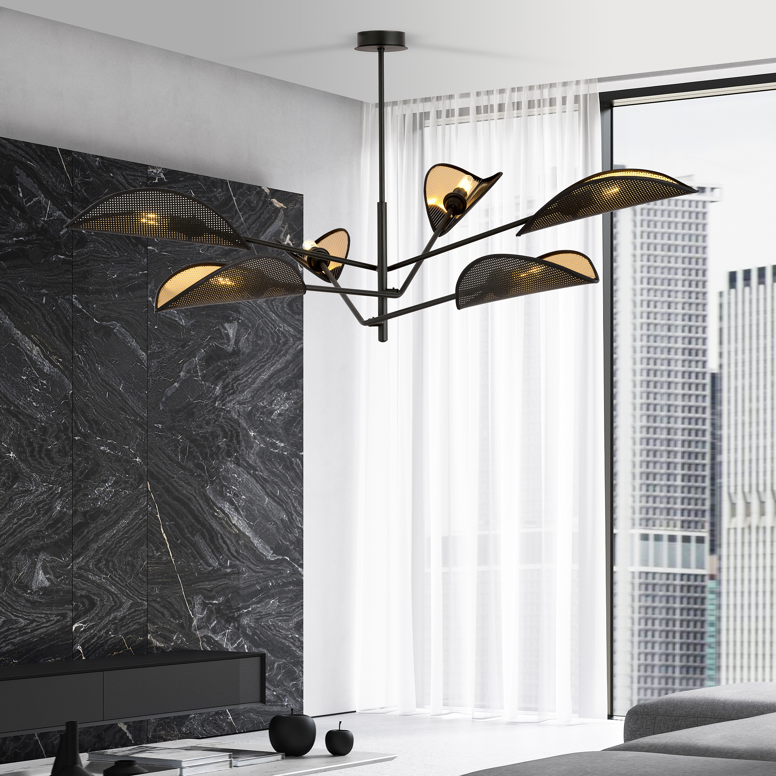 Emibig Vene lampa podsufitowa 6x10 W czarna-złota 1158/6