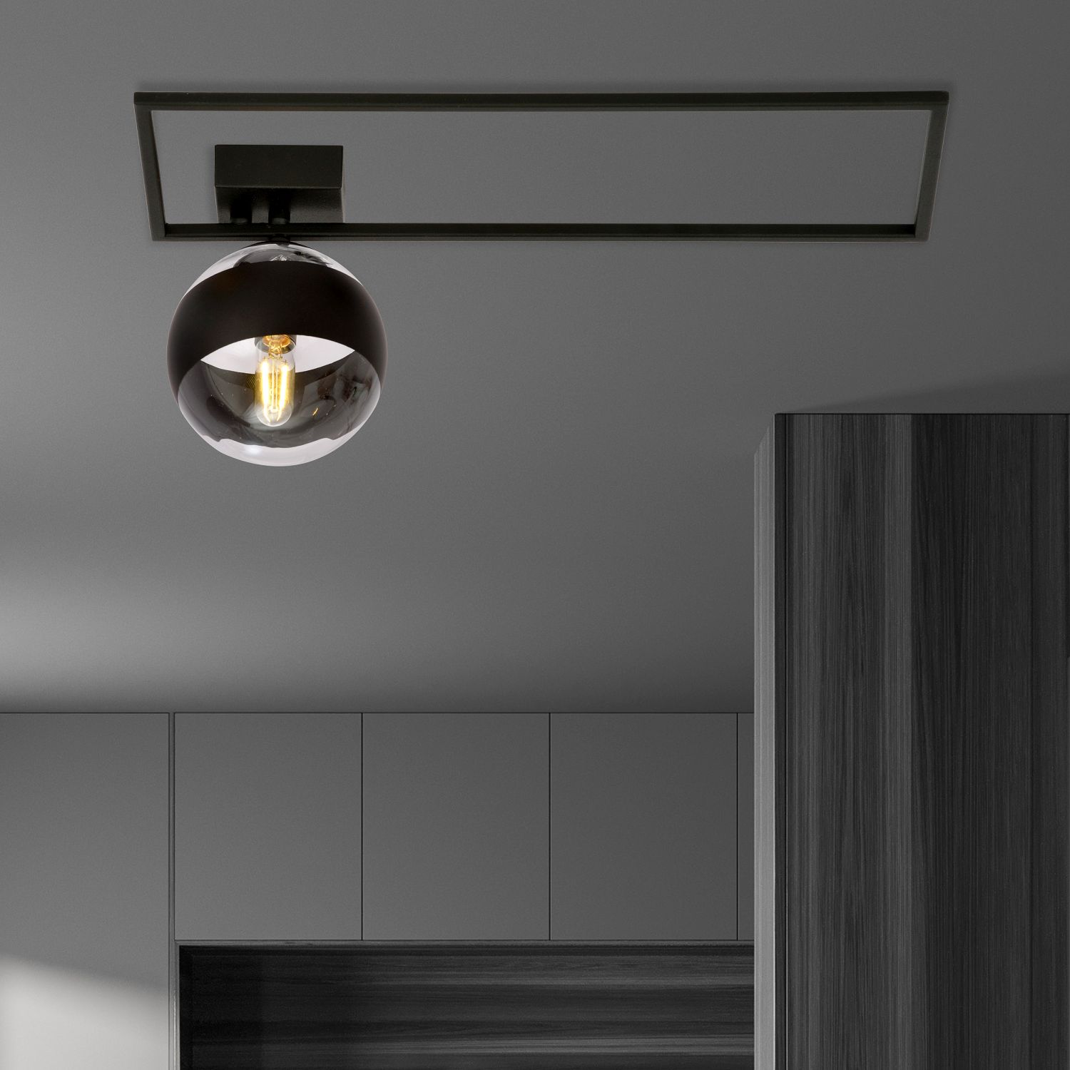 Emibig Imago Stripe lampa podsufitowa 1x10 W czarna-przezroczysta 1132/1A