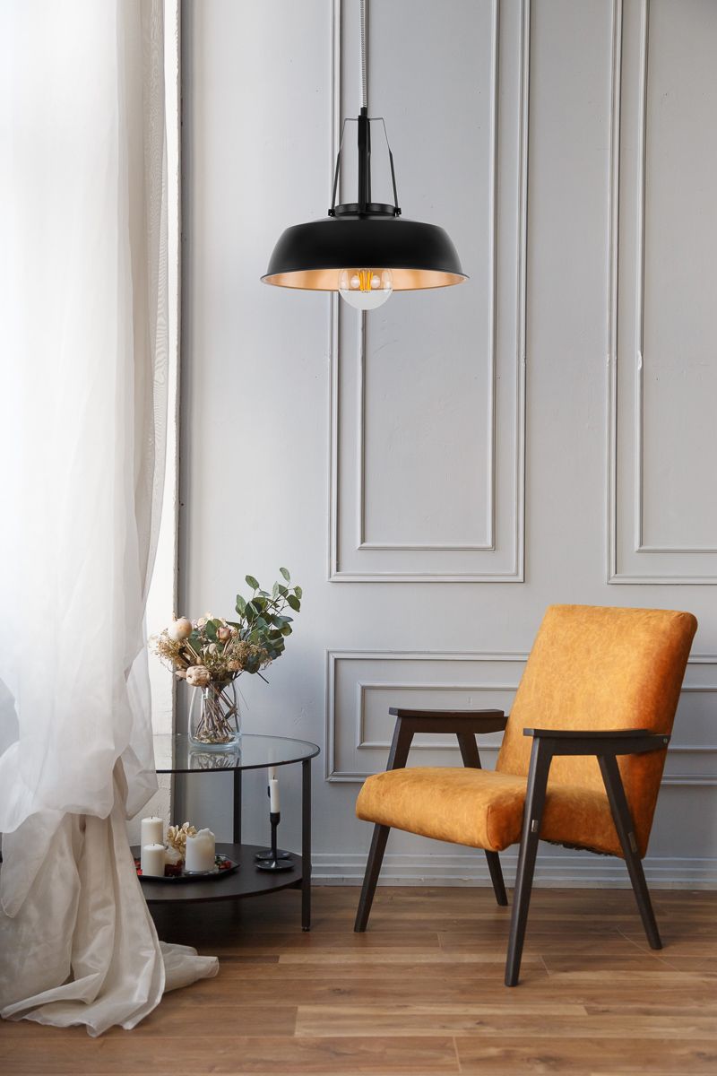 Italux Paloma lampa wisząca 1x60 W czarna MDM-3619/1M BK+GD