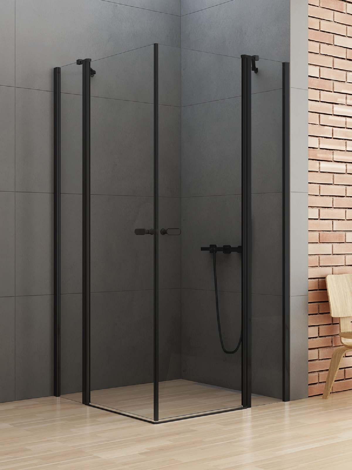 New Trendy New Soleo Black kabina prysznicowa 110x120 cm prostokątna czarny mat/szkło przezroczyste K-0764