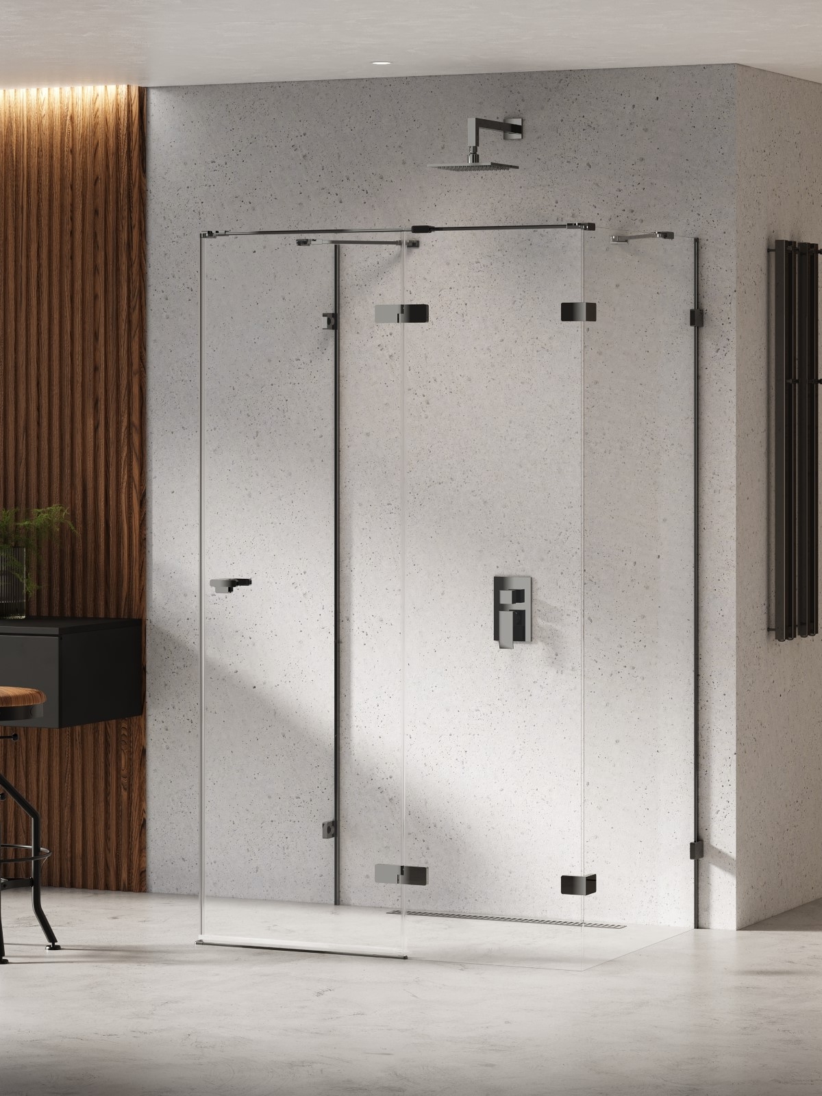 New Trendy Eventa Black Chrome kabina prysznicowa 100x80 cm prostokątna prawa czarny chrom połysk/szkło przezroczyste EXK-6261