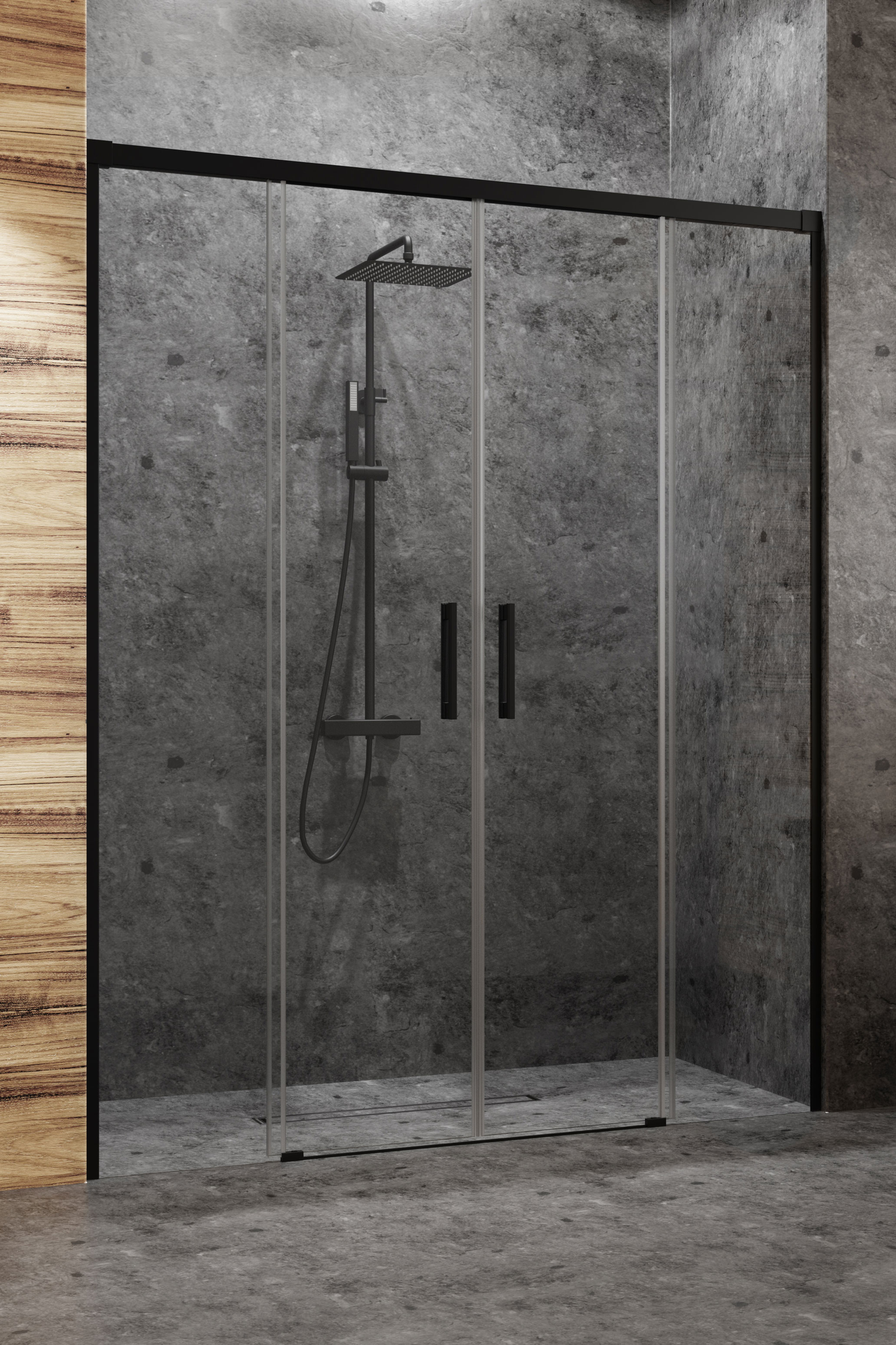 Radaway Idea Black DWD drzwi prysznicowe 200 cm wnękowe czarny mat/szkło przezroczyste 387120-54-01
