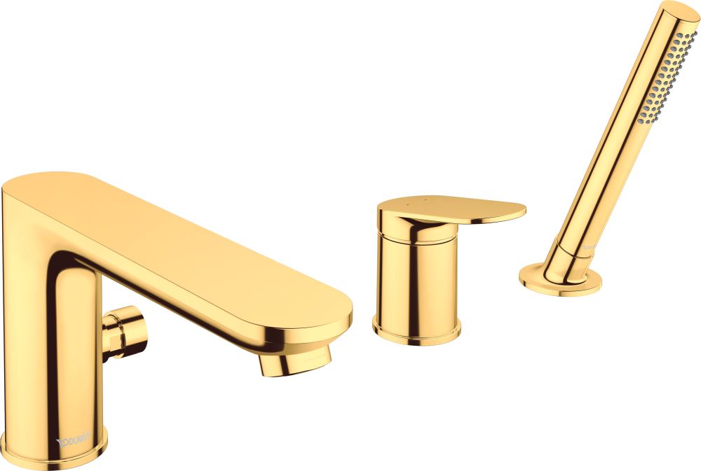 Duravit Wave bateria nawannowa wannowo-prysznicowa 3-otworowa złoto polerowane WA5260000034