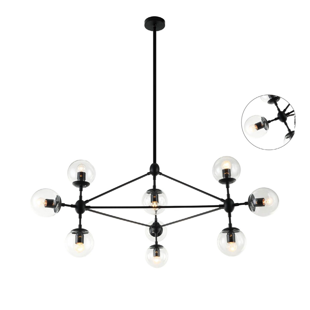 Orlicki Design Bao lampa podsufitowa x8 W czarna-przezroczysta OR80094 - Wysyłka w 24h