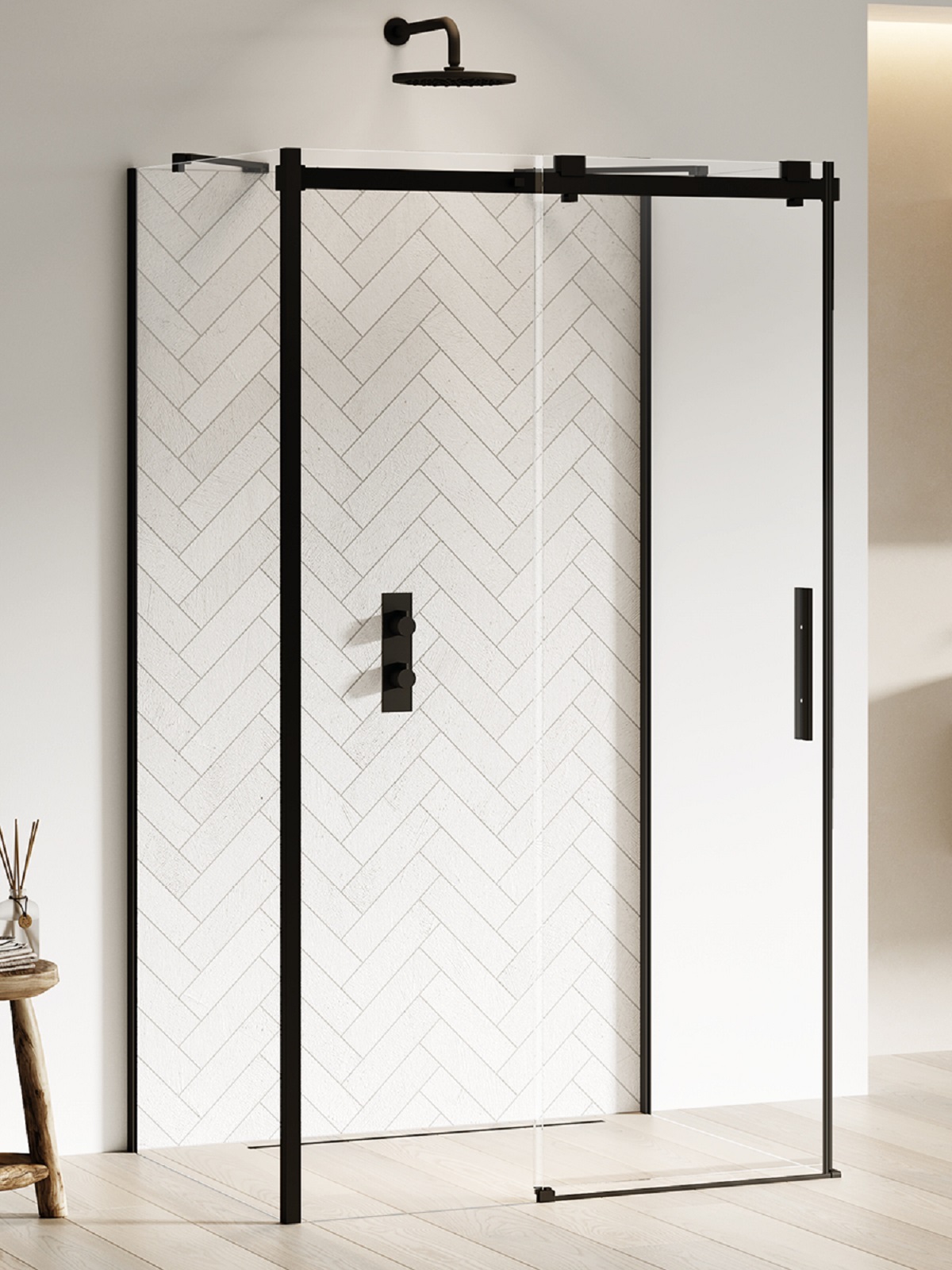New Trendy Softi Black kabina prysznicowa 110x80 cm prostokątna czarny mat/szkło przezroczyste EXK-3993