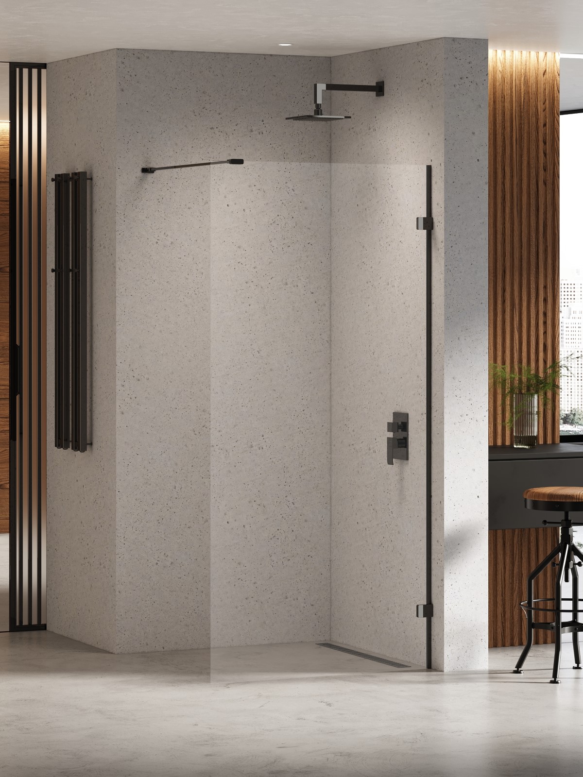 New Trendy Eventa Black Chrome ścianka prysznicowa walk-in 110 cm czarny chrom połysk/szkło przezroczyste EXK-6299
