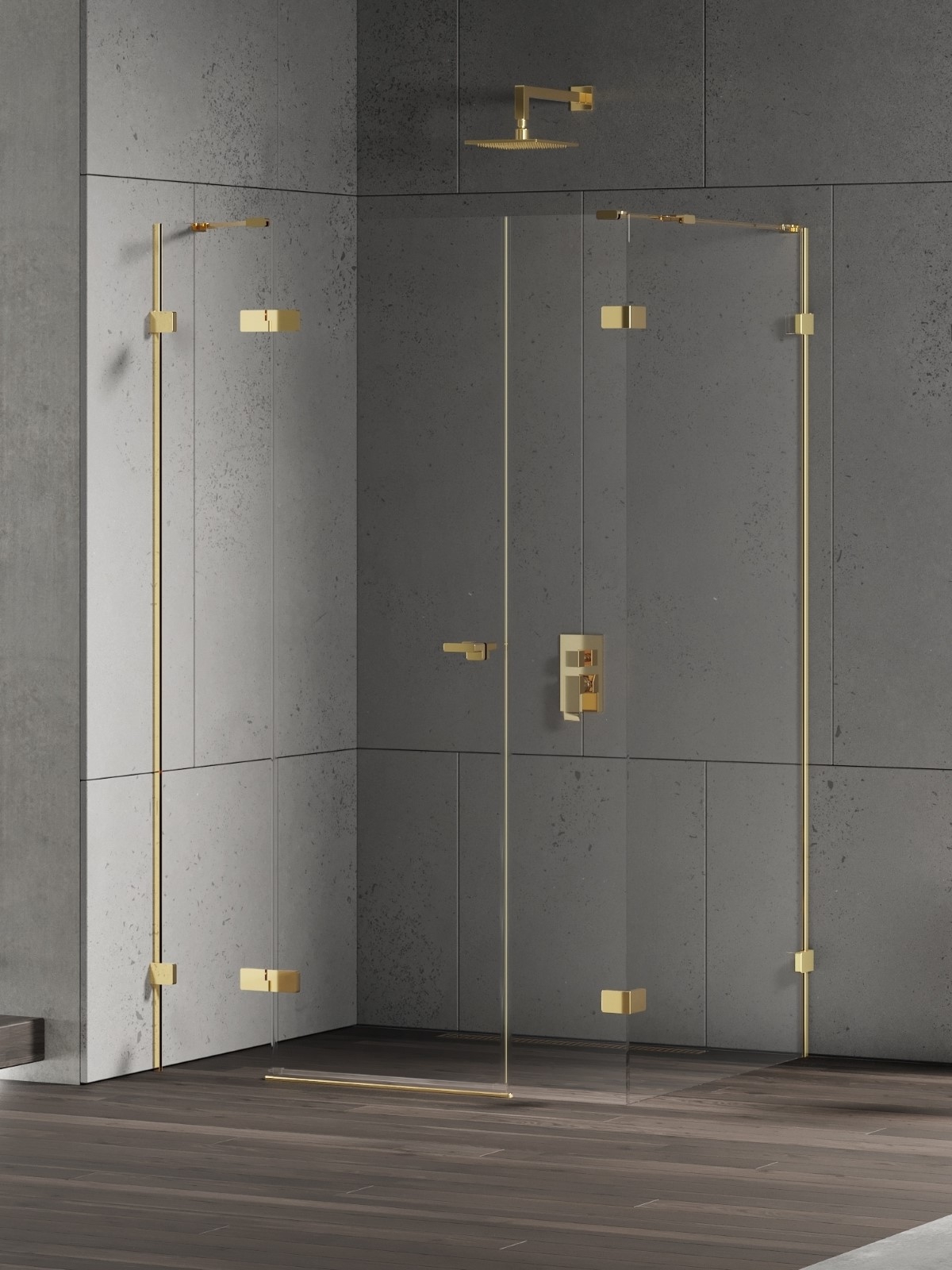 New Trendy Eventa Gold Shine kabina prysznicowa 130x80 cm prostokątna lewa złoty połysk/szkło przezroczyste EXK-4776