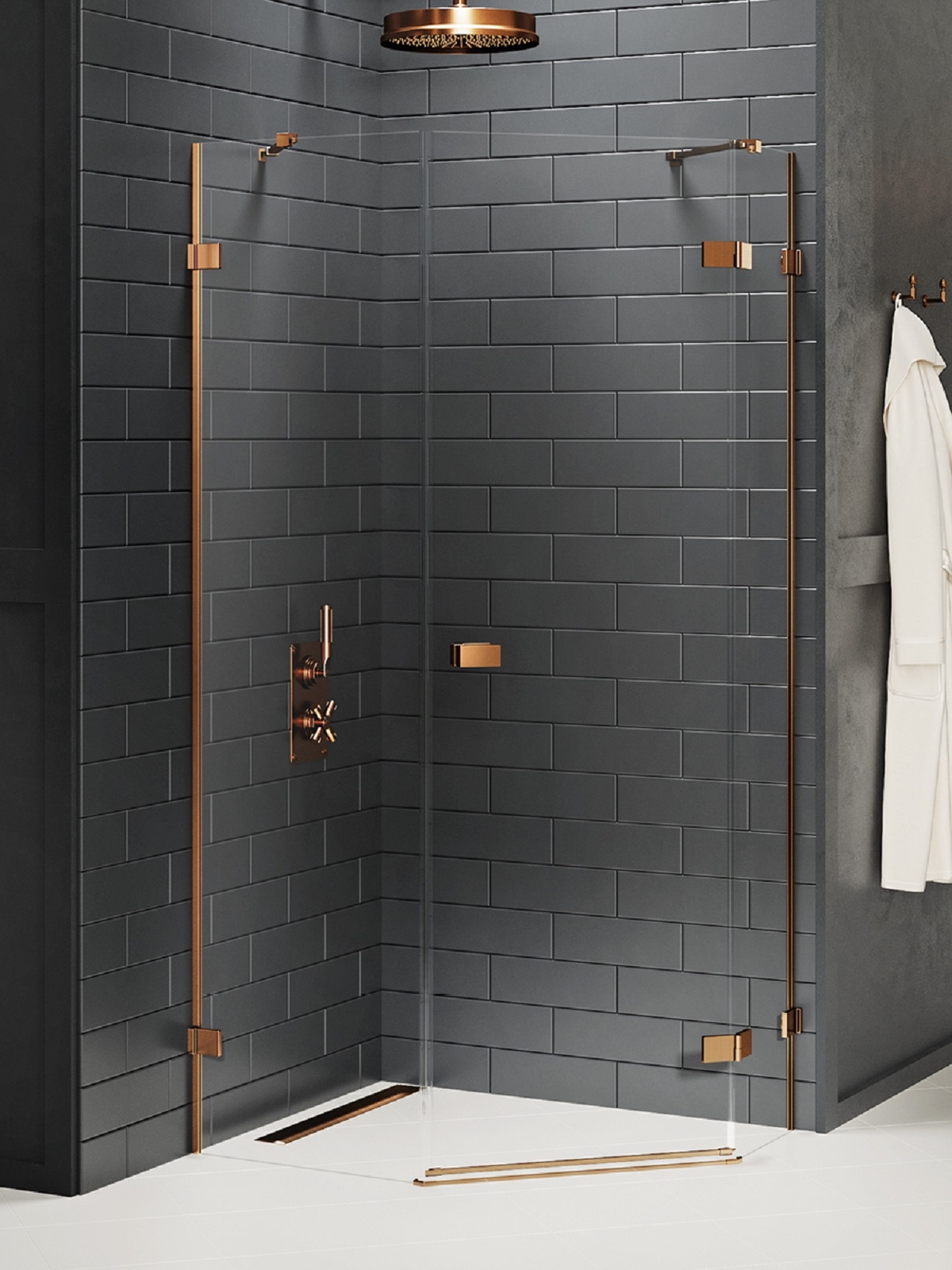 New Trendy Avexa Copper Brushed kabina prysznicowa 100x80 cm prawa miedź szczotkowana/szkło przezroczyste EXK-3828
