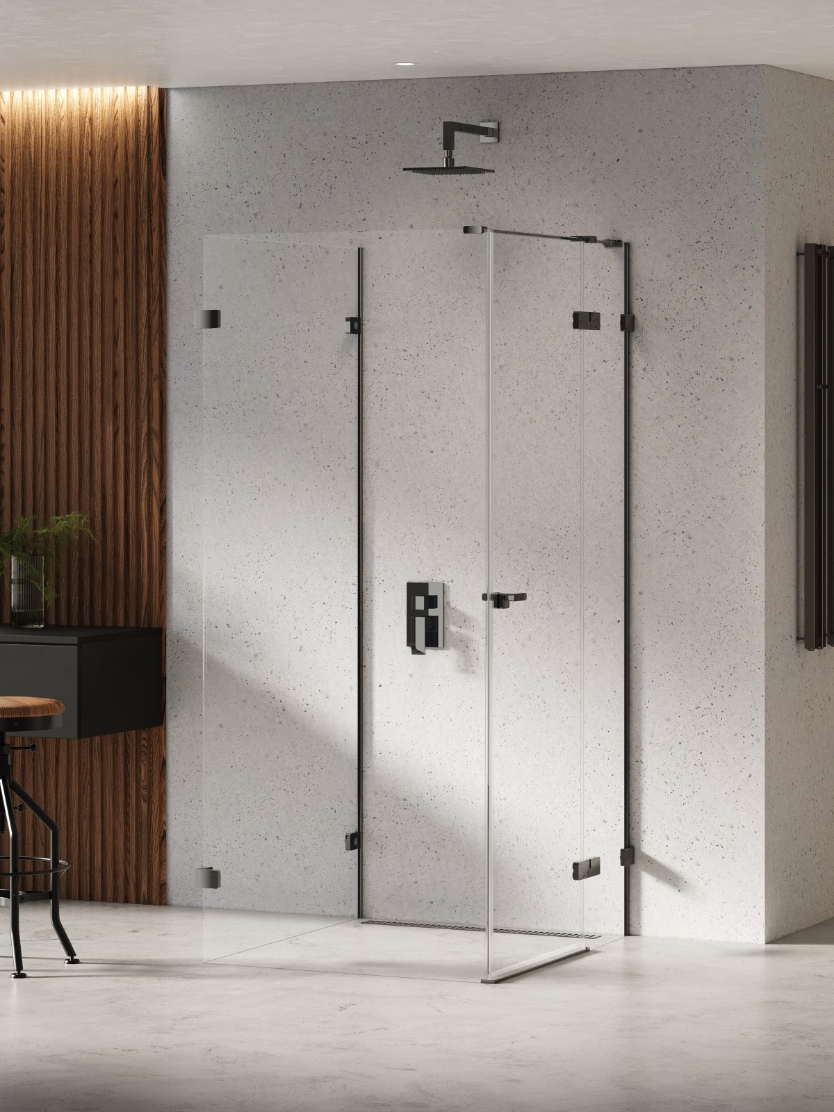 New Trendy Eventa Black Chrome kabina prysznicowa 90x90 cm kwadratowa prawa chrom połysk/szkło przezroczyste EXK-6281