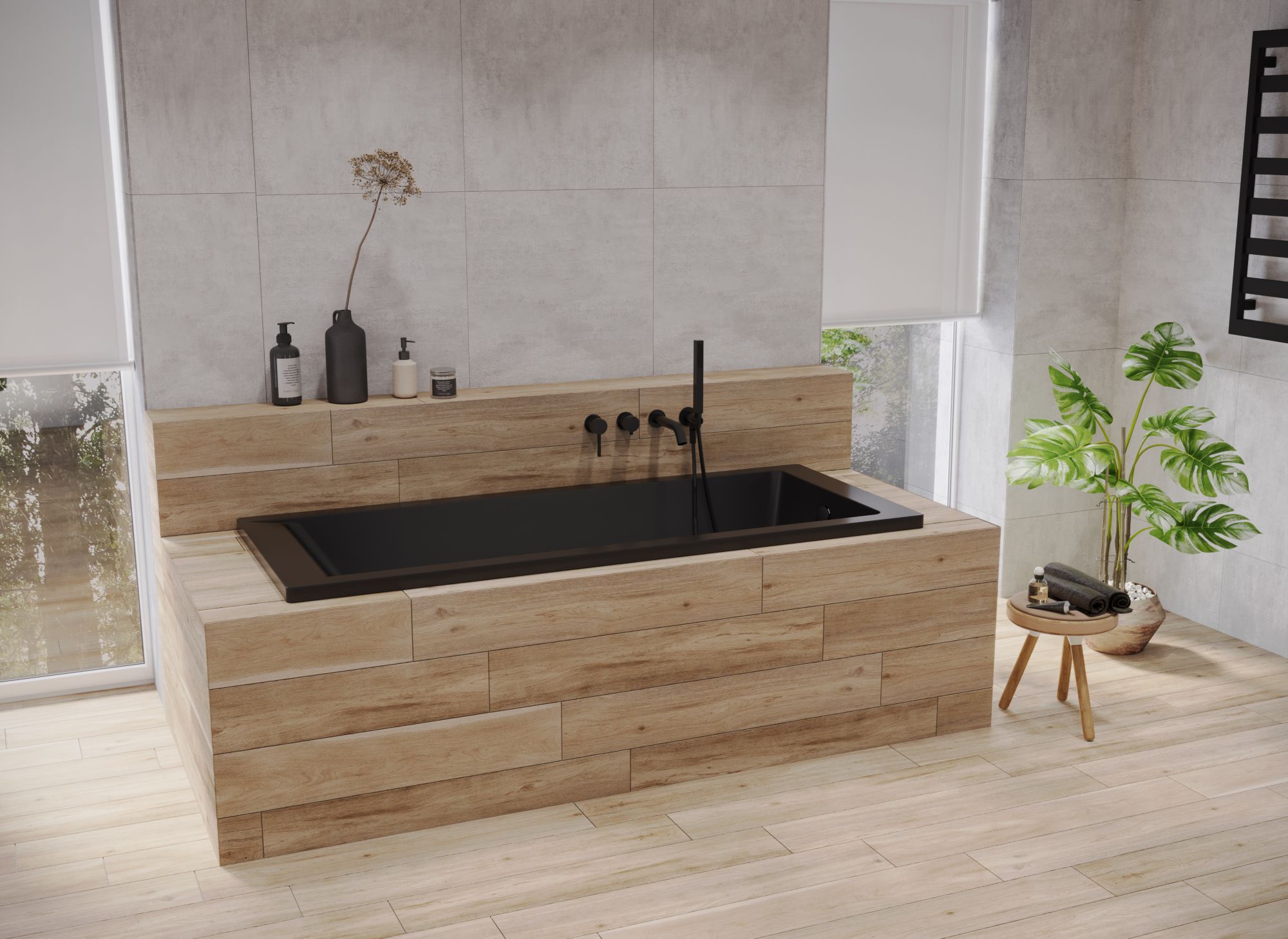 Oltens Langfoss wanna prostokątna 170x70 akrylowa czarny mat 10004300 - Wysyłka w 24h