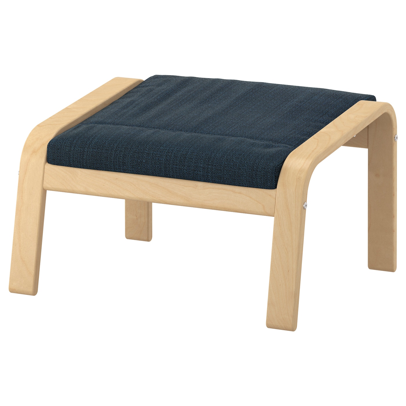 IKEA POÄNG podnóżek, okl brzoz/Hillared granatowy, Szerokość: 68 cm